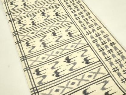 平和屋着物＊夏物　全通柄袋帯　絣文様　正絹　逸品　CABJ1729rv