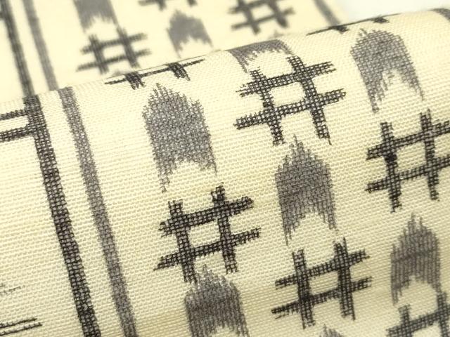 平和屋着物＊夏物　全通柄袋帯　絣文様　正絹　逸品　CABJ1729rv