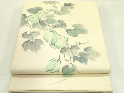 平和屋着物＊夏物　太鼓柄袋帯　夏結城　手描き　蔦の葉文　証紙付き　正絹　逸品　CABJ1731rv