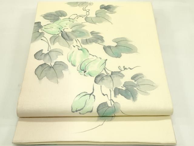 平和屋着物＊夏物　太鼓柄袋帯　夏結城　手描き　蔦の葉文　証紙付き　正絹　逸品　CABJ1731rv