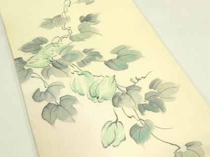 平和屋着物＊夏物　太鼓柄袋帯　夏結城　手描き　蔦の葉文　証紙付き　正絹　逸品　CABJ1731rv