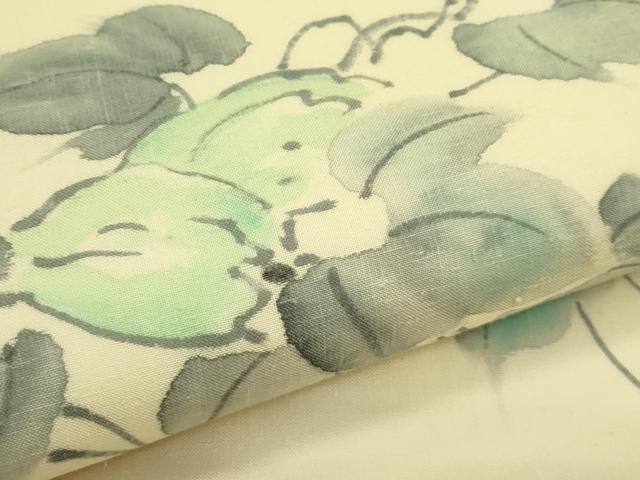 平和屋着物＊夏物　太鼓柄袋帯　夏結城　手描き　蔦の葉文　証紙付き　正絹　逸品　CABJ1731rv