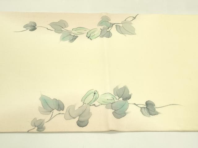 平和屋着物＊夏物　太鼓柄袋帯　夏結城　手描き　蔦の葉文　証紙付き　正絹　逸品　CABJ1731rv