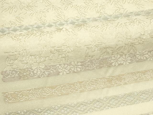平和屋着物＊夏物　六通柄袋帯　草花横段文　金銀糸　正絹　逸品　CABJ1732rv