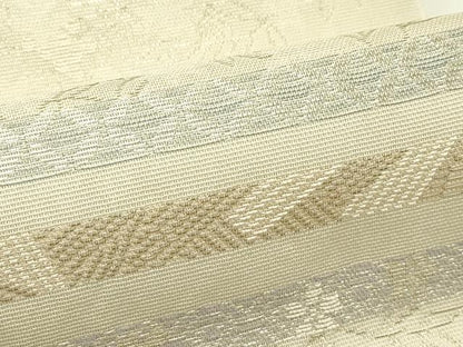 平和屋着物＊夏物　六通柄袋帯　草花横段文　金銀糸　正絹　逸品　CABJ1732rv