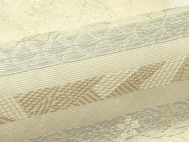 平和屋着物＊夏物　六通柄袋帯　草花横段文　金銀糸　正絹　逸品　CABJ1732rv