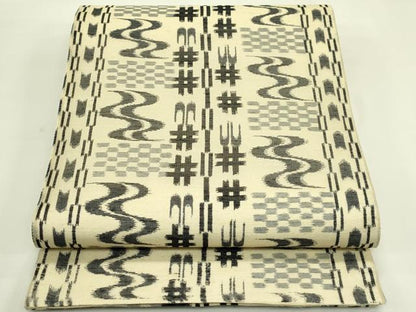 平和屋着物＊夏物　全通柄袋帯　絣文様　正絹　逸品　未使用　CABJ1734rv