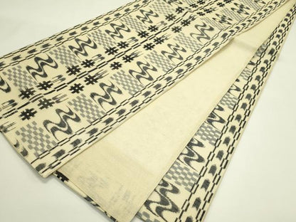 平和屋着物＊夏物　全通柄袋帯　絣文様　正絹　逸品　未使用　CABJ1734rv