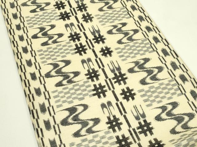平和屋着物＊夏物　全通柄袋帯　絣文様　正絹　逸品　未使用　CABJ1734rv