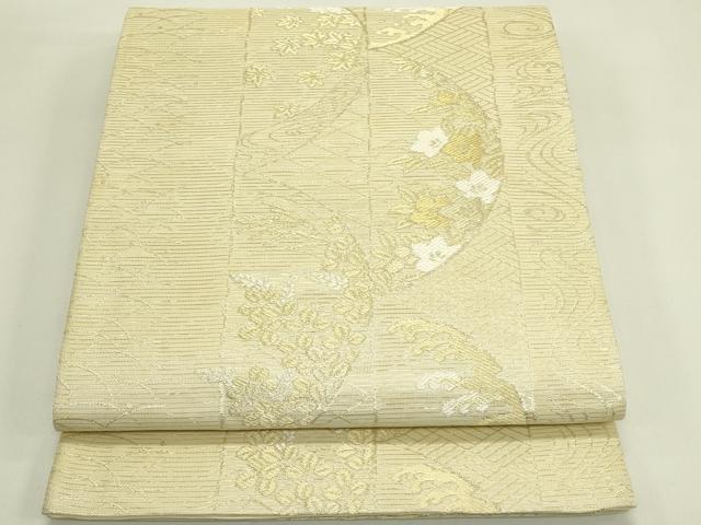 平和屋着物＊夏物　六通柄袋帯　立波草花文　金糸　正絹　逸品　未使用　CABJ1743rv