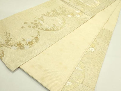 平和屋着物＊夏物　六通柄袋帯　立波草花文　金糸　正絹　逸品　未使用　CABJ1743rv