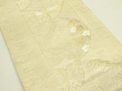 平和屋着物＊夏物　六通柄袋帯　立波草花文　金糸　正絹　逸品　未使用　CABJ1743rv