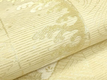 平和屋着物＊夏物　六通柄袋帯　立波草花文　金糸　正絹　逸品　未使用　CABJ1743rv