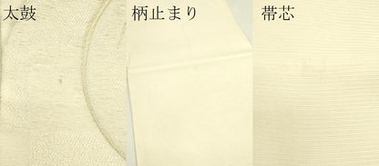 平和屋着物＊夏物　太鼓柄袋帯　抽象文　金銀糸　正絹　逸品　CABJ1748rv