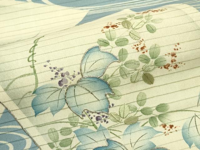 平和屋着物＊夏物　アンティーク　大正ロマン　丸帯　引き抜き帯　駒刺繍　流水色紙草花文　正絹　逸品　CABJ1750rv