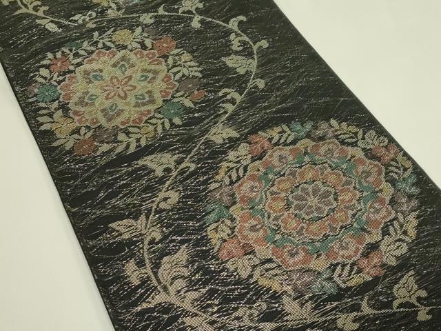 平和屋着物＊夏物　六通柄袋帯　正倉院花文　黒地　金銀糸　正絹　逸品　未使用　CABJ1752rv