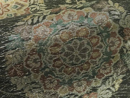 平和屋着物＊夏物　六通柄袋帯　正倉院花文　黒地　金銀糸　正絹　逸品　未使用　CABJ1752rv