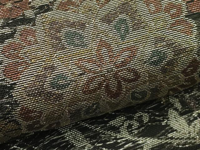 平和屋着物＊夏物　六通柄袋帯　正倉院花文　黒地　金銀糸　正絹　逸品　未使用　CABJ1752rv