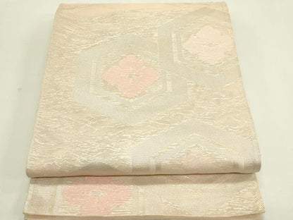 平和屋着物＊夏物　六通柄袋帯　亀甲花文　銀糸　正絹　逸品　CABJ1753rv