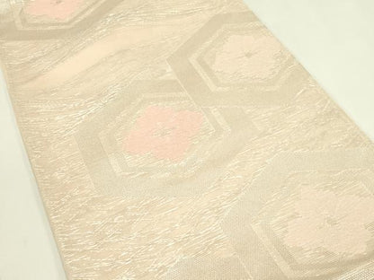 平和屋着物＊夏物　六通柄袋帯　亀甲花文　銀糸　正絹　逸品　CABJ1753rv
