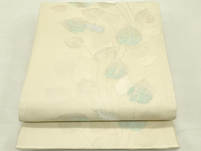 平和屋着物＊夏物　六通柄袋帯　草木文　銀糸　正絹　逸品　未使用　CABJ1756rv