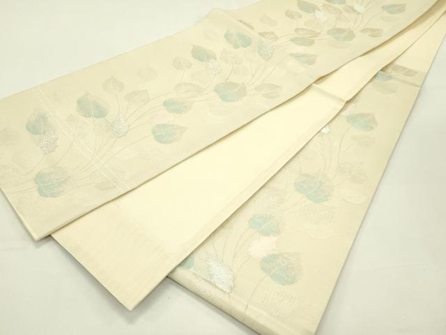 平和屋着物＊夏物　六通柄袋帯　草木文　銀糸　正絹　逸品　未使用　CABJ1756rv