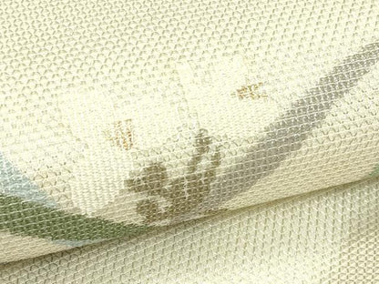 平和屋着物＊夏物　太鼓柄袋帯　草花文　金銀糸　正絹　逸品　未使用　CABJ1760rv