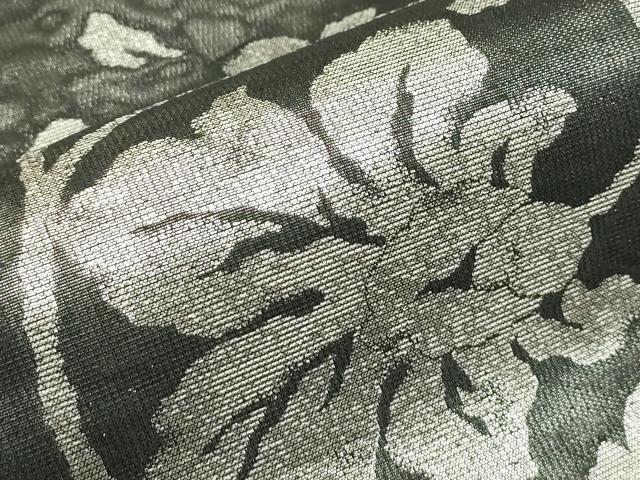 平和屋着物＊夏物　六通柄袋帯　花唐草文　黒地　銀糸　さが美扱い　正絹　逸品　未使用　CABJ1761rv