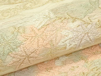 平和屋着物＊夏物　六通柄袋帯　唐織　流水草花文　金糸　正絹　逸品　CABJ1764rv