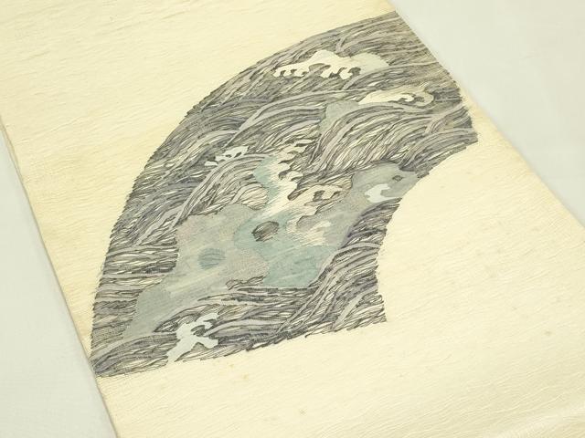 平和屋着物＊夏物　太鼓柄袋帯　すくい織　立波地紙文　正絹　逸品　CABJ1766rv