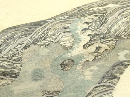 平和屋着物＊夏物　太鼓柄袋帯　すくい織　立波地紙文　正絹　逸品　CABJ1766rv