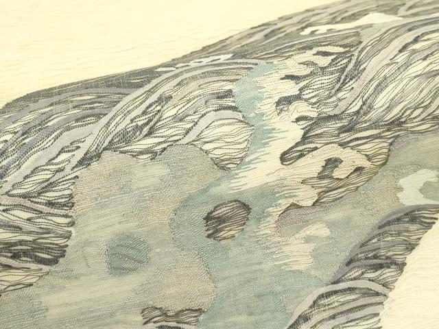 平和屋着物＊夏物　太鼓柄袋帯　すくい織　立波地紙文　正絹　逸品　CABJ1766rv