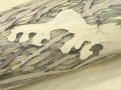 平和屋着物＊夏物　太鼓柄袋帯　すくい織　立波地紙文　正絹　逸品　CABJ1766rv
