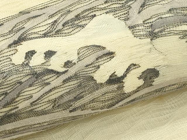 平和屋着物＊夏物　太鼓柄袋帯　すくい織　立波地紙文　正絹　逸品　CABJ1766rv