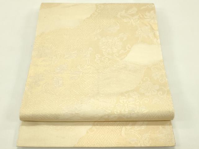 平和屋着物＊夏物　六通柄袋帯　紗綾型花唐草文　金糸　正絹　逸品　CABJ1768rv