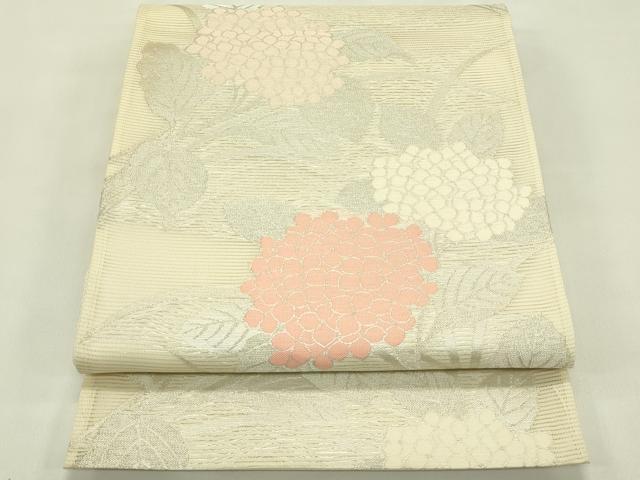平和屋着物＊夏物　六通柄袋帯　紫陽花　銀糸　正絹　逸品　CABJ1771rv