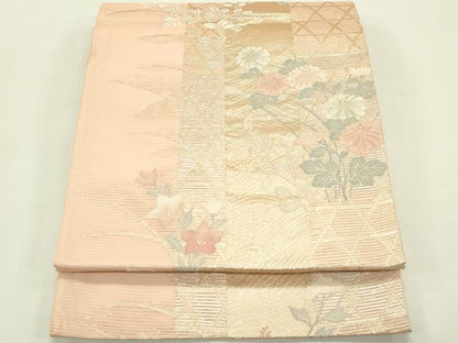平和屋着物＊夏物　六通柄袋帯　秋草文　金銀糸　正絹　逸品　CABJ1772rv
