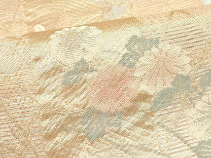 平和屋着物＊夏物　六通柄袋帯　秋草文　金銀糸　正絹　逸品　CABJ1772rv
