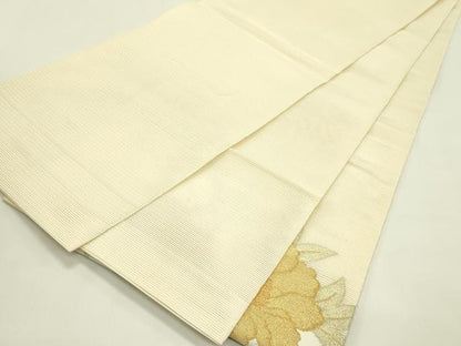 平和屋着物＊夏物　太鼓柄袋帯　絽綴れ　牡丹　金銀糸　正絹　逸品　CABJ1778rv