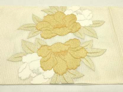 平和屋着物＊夏物　太鼓柄袋帯　絽綴れ　牡丹　金銀糸　正絹　逸品　CABJ1778rv