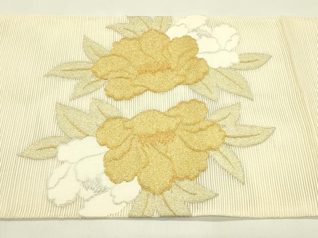 平和屋着物＊夏物　太鼓柄袋帯　絽綴れ　牡丹　金銀糸　正絹　逸品　CABJ1778rv