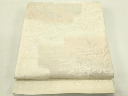 平和屋着物＊夏物　六通柄袋帯　水辺風景文　銀糸　正絹　逸品　CABJ1781rv