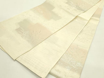 平和屋着物＊夏物　六通柄袋帯　水辺風景文　銀糸　正絹　逸品　CABJ1781rv