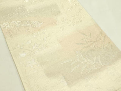 平和屋着物＊夏物　六通柄袋帯　水辺風景文　銀糸　正絹　逸品　CABJ1781rv