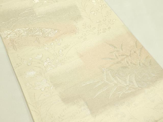 平和屋着物＊夏物　六通柄袋帯　水辺風景文　銀糸　正絹　逸品　CABJ1781rv