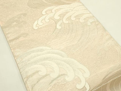 平和屋着物＊夏物　西陣　六通柄袋帯　立波文　銀糸　証紙付き　正絹　逸品　未使用　CABJ1782rv