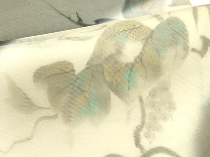 平和屋着物▽太鼓柄　京袋帯　スリーシーズン　春夏秋　手描き　葡萄蔦の葉文　金彩　正絹　逸品　CABJ1783rv