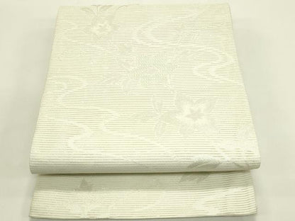 平和屋着物＊夏物　六通柄袋帯　流水桔梗文　銀糸　正絹　逸品　CABJ1784rv