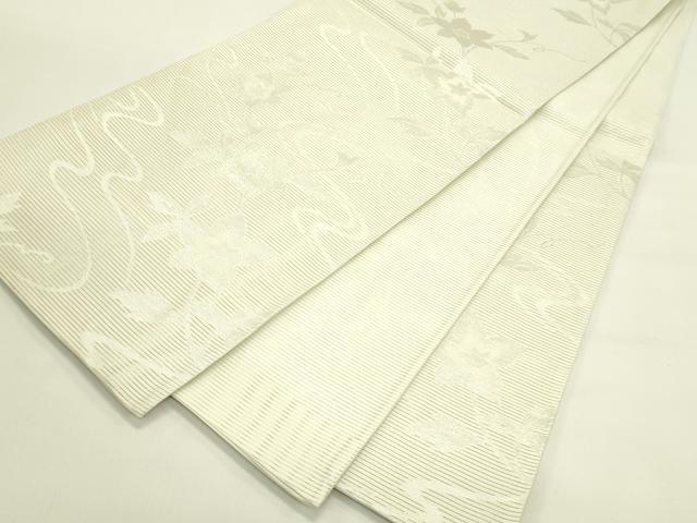 平和屋着物＊夏物　六通柄袋帯　流水桔梗文　銀糸　正絹　逸品　CABJ1784rv