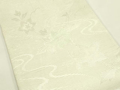 平和屋着物＊夏物　六通柄袋帯　流水桔梗文　銀糸　正絹　逸品　CABJ1784rv